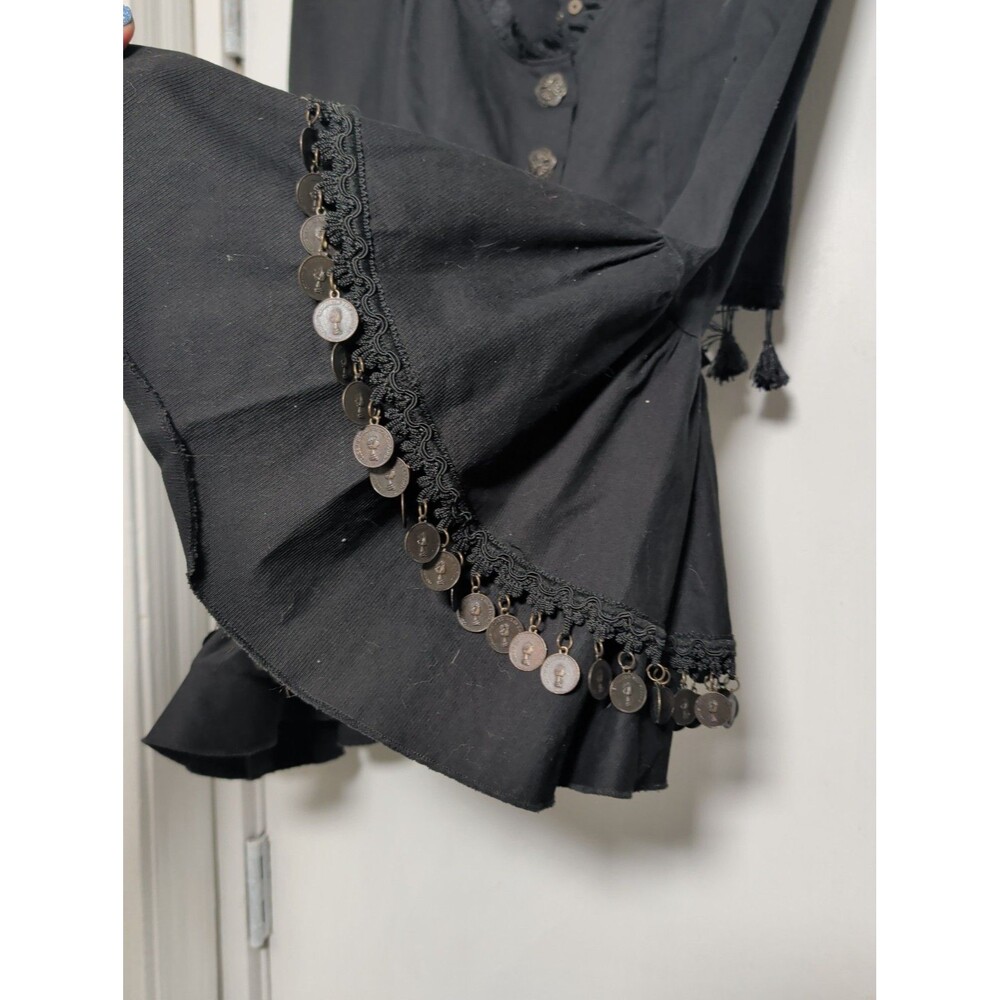 Rare Vintage Lip Service Goth Cropped Bell Sleeve Coin Tassel Top S PS114 - Picture 8 of 13